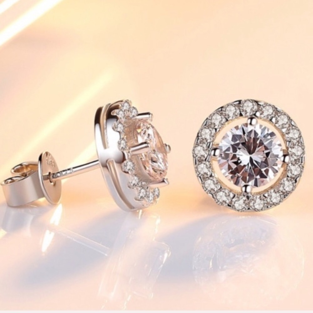 𝅺DIAMOND Halo Earrings  | 18K white gold